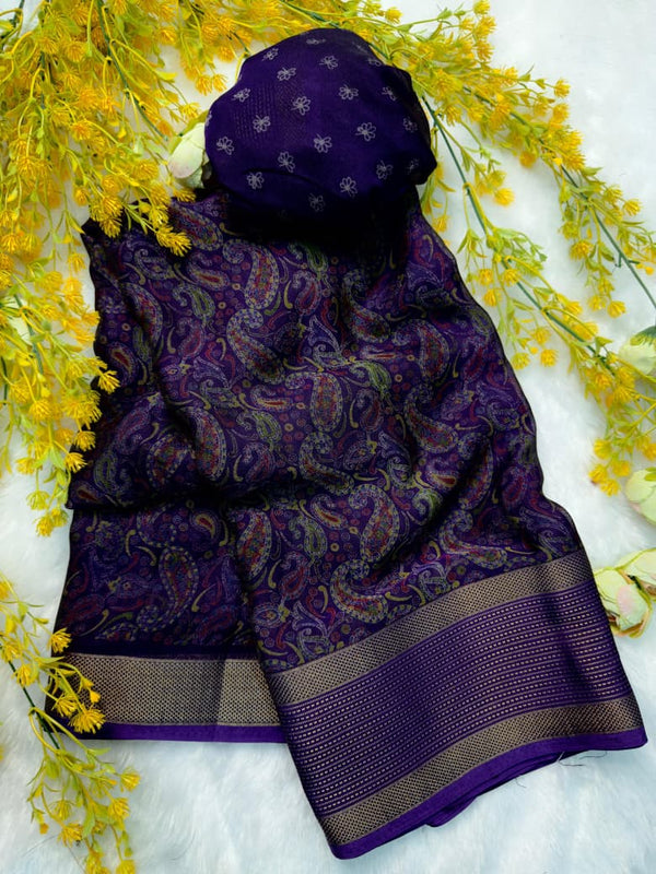 Ajrakh Resist Print Saree